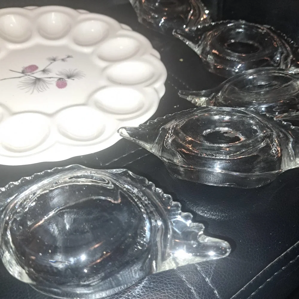 FABULOUS VINTAGE & PERFECTION Egg platter Plus 5 Glass Egg-Caviar-Tapas Plates